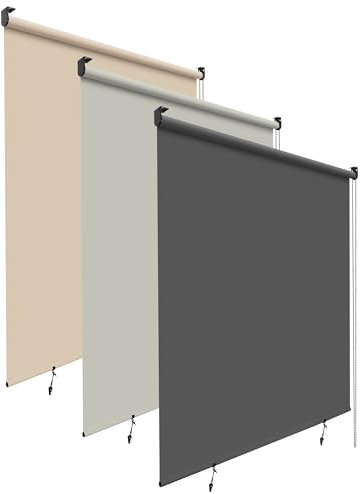 HOMEDEMO Außenrollo Senkrechtmarkise Außen, sonnenschutzrollo Outdoorrollo, aussenrollo Wetterfest Windschutz Sichtschutz, Vertikalmarkise für Balkon & Terrasse, 140x140cm(BxH) Anthrazit