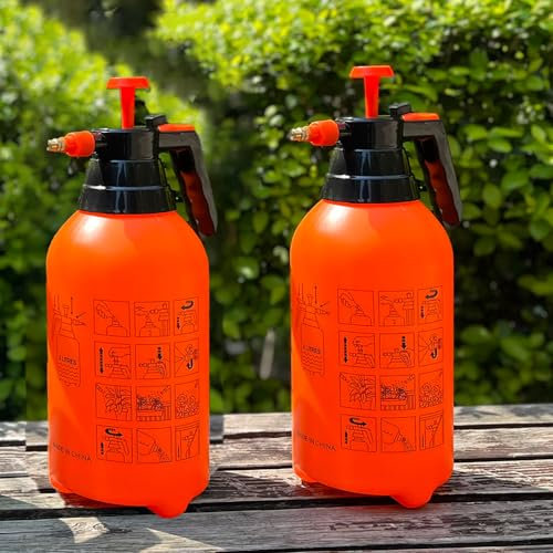 Spruzzatore portatile da giardino da 3 l, confezione da 2 flaconi spray per acqua a pressione con ugello regolabile in ottone, spruzzatore a pompa manuale per piante e altre soluzioni di pulizia