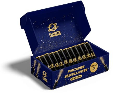 Fontaines à Gateaux Scintillantes - Lot de 12 - durée 60 Secondes pour Gateaux et Bouteilles de Champagne, Bougie lumineuse d'ambiance pour anniversaire 1 Minute - Catégorie F1