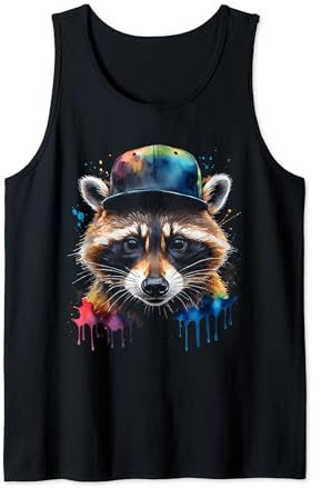 Waschbär Snapback Cap Bunt Tier Aufdruck Design Print Tank Top