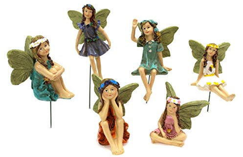 6 Stück Harz Fee Statue | Feen Figuren Zubehör | Fairy Garden Miniatur Feen Figuren Elfen | Fee Garten Feen Figur Miniatur | Harz-Feen Statuen Zubehör - Für Garten Outdoor Blumentopf Puppenhaus Deko