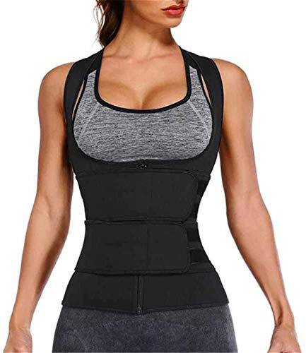 ASIYAN Bauchweggürtel Damen Korsett Sport Waist Trainer Corset Bauchweg Abnehmen Unterbrust Corsage Verstellbarer Sauna Weste (Color : Noir, Size : XL)