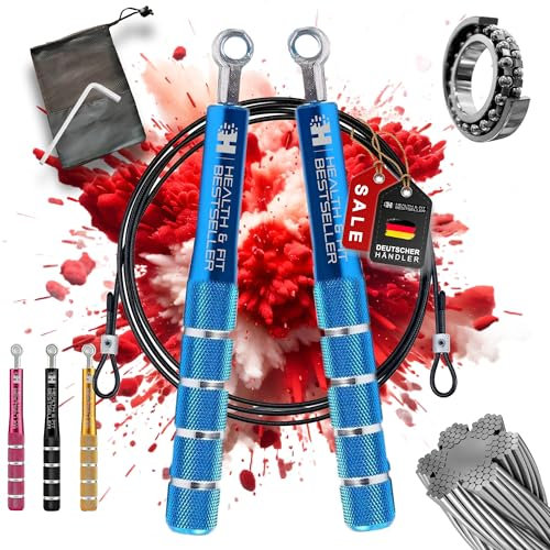 HEALTH & FIT Springseil – Verstellbares Fitness-Springseil mit Doppel-Kugellager für effektives Cardio-, Ausdauer- & Koordinationstraining. Für Männer, Frauen & Kinder geeignet.