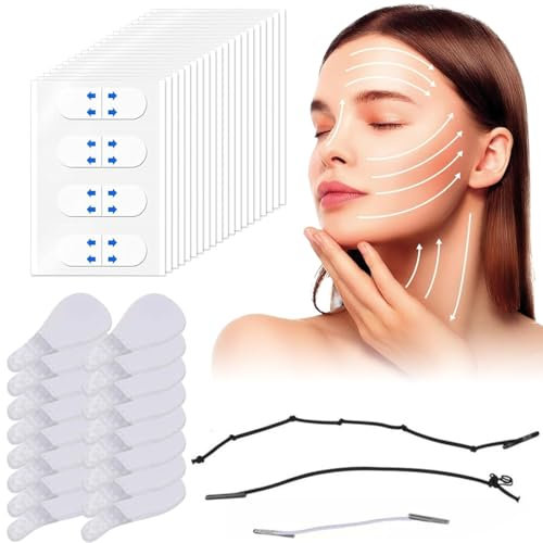 FMYODWU 100 Stück Face Lift Tape, Face Lift Patch Face, Unsichtbares Face Lift Patch, V-Form Instant Invisible Face, Neck und Eye Lift mit 3 Stück Face Makeup Face Lift Tool