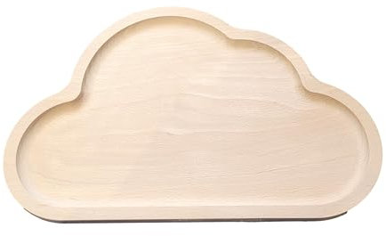 Wooden World - Bandeja de Madera de Haya para Servir, Plato de Comida, Cocina, Vintage, marrón Claro, 23,5 cm - Bandeja de Nubes
