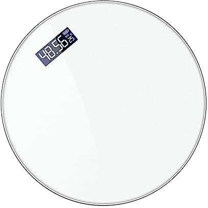 GARVALON Waage handliches rückenmassagegerät Haushalt Gewichtsskala led screen usb ladegeräte Fitness-Management- langlebige Gesundheitsskala explosionsgeschütztes gehärtetes Glas Weiß