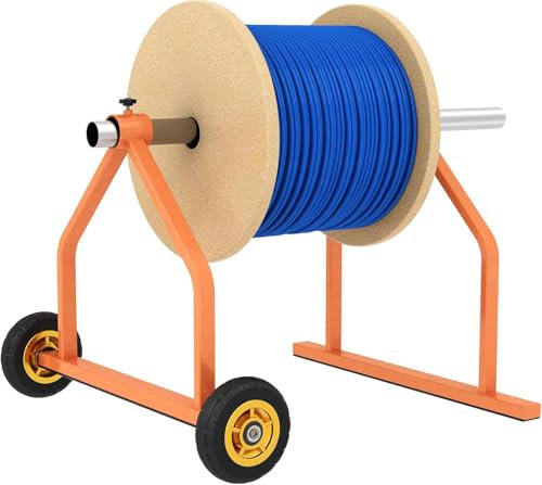 Wire Spool Rack,Portable Cable Caddy with Wheels Wire Dispenser Rack Holds up to 28 Diameter Spools Metal Wire Spool Holder for Cord Reels,Winders (No Rod)