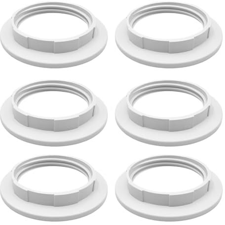 DAZISEN 6PCS E27 Lamp Shade Reducer Ring - White Plastic Lampshade Reducer Ring Converter Lampshade Fittings Light Shade Adapter Rings Lamp Holder E27 Lamp Ring