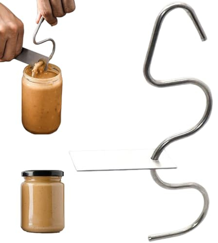 Erdnussbutter-Rührer, Edelstahl-Erdnussbutter-Mixer-Werkzeug mit Schaber, manueller Butterrührer, leicht zu reinigender Nussbutter-Mixer für verschiedene Butter, Erdnuss, Mandelbutter-Rührgerät, Erdnu