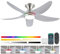 Surtime Ventilatore da soffitto con illuminazione silenzioso, 117 cm, con luce e telecomando, per camera da letto, soggiorno, 6 velocità, dimmerabile, motore DC reversibile, ali in legno (nichel)