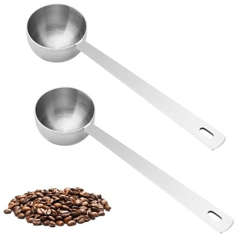 APOMOONS 2 Pieces Coffee Scoop Tablespoon Scoops with Long Handle 15 ml Stainless Steel Coffee Measuring Spoon for Ground Coffee Loose Tea Milk Brewin and Powder