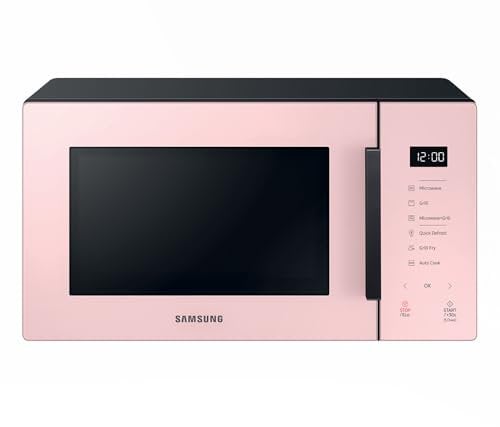 Samsung Da tavolo Forno a Microonde Glass Design MG23T5018CP/ET, Cottura Croccante, AirFry, Microonde + Grill 800 W + 1100 W, 23 L, 49l x 27,5h x 38p cm, Cipria (Ricondizionato)