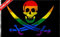 ANCONINE Doppelseitiges Regenbogen-Piraten-Boot-Flagge, Motorrad-LKW-Banner, 30,5 x 45,7 cm, Jack Rackham Messer, Jolly Roger Totenkopf und gekreuzte Knochen, Flaggen mit 2 Messingösen, langlebig