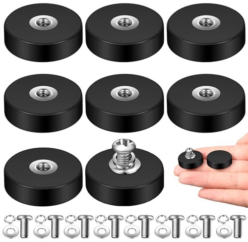 Mexgcom 8 Stück Gummiert Magnete, Ø22MM Stark Magnete Anti-Rutsch Mit M4 Flacher Faden, Extra Stark 5kg Haftkraft, Anti-Rutsch mit Gewinde, Für Fahrzeuge, Lichtleisten (8)