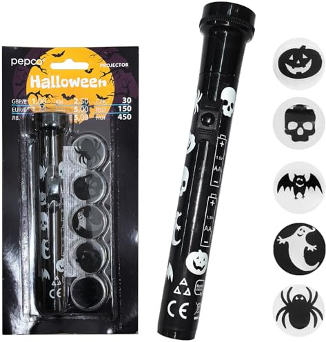 kotwoel Halloween Torches Halloween Projection Flashlight, Halloween Projector Lamp Pumpkin Pattern Haunted House Horror Props (Black)