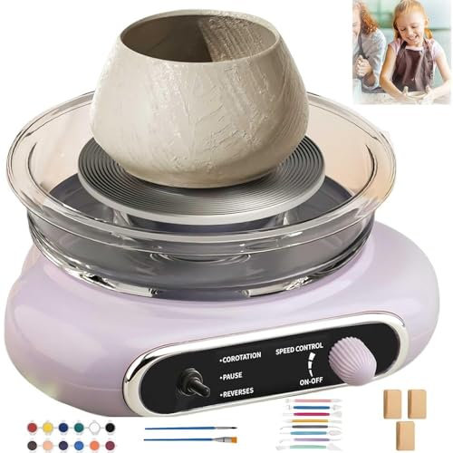 KLLJHB Tornio Elettrico per Ceramica, velocità Regolabile con avanti e Indietro per artisti e hobbisti (B)