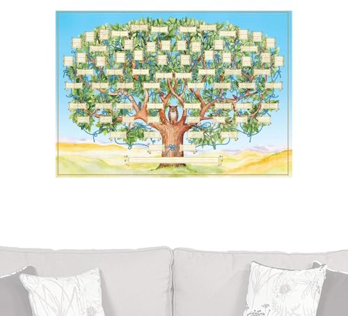 Diagramme d'arbre généalogique rempli modèle conçu pour la description générale de l'ascendance dans un style classique | Chronique familiale idéale pour entrer dans les ancêtres, parfait pour les