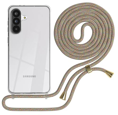 EAZY CASE Handykette kompatibel mit Galaxy A56 Handyhülle mit Umhängeband, Handykordel mit Schutzhülle, Silikonhülle, Hülle mit Band, Stylische Kette für Smartphones, Rainbow