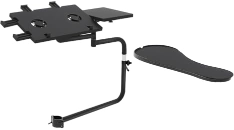 Eieblek Keyboard Holder, Laptop Mouse Stand, 360° Adjustable Keyboard Chair Stand Tray with Mouse Pad Usb Fan, Keyboard Tray Chair Clamp
