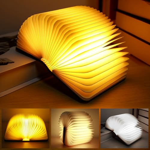 GAOUTO LED Buch Licht, Faltbare Buchlampe, 3 Farben Magnetische LED Buch Licht Stimmungslicht, USB Aufladbare, Nachttischlampe für Haus- und Bibliotheksdekoration, Geschenk