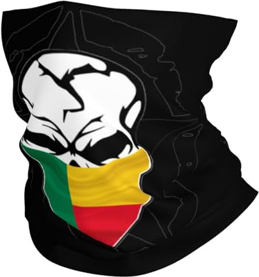 Skull Benin Beninian Flag Unisex Snoods Multifunctional Snood Scarf Soft Neck Warmer For Cold Weather Outdoor Motorcycle Hiking
