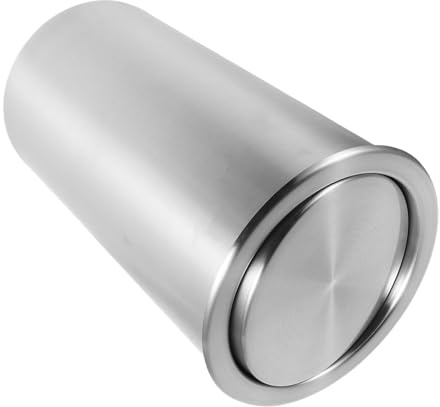 Lurrose Poubelle Encastrable Ronde 5,5 L en Acier Inoxydable Argenté Couvercle Basculant Amovible pour Comptoir la Cuisine Bureau et Salle de Bain – Poubelle de Placard Intégrée Compacte