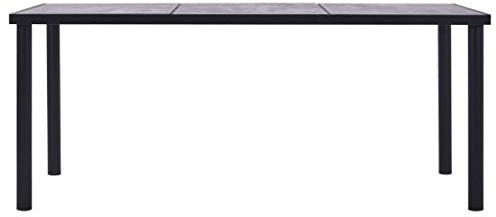 HPUYRFG Modern Dining Table for Kitchen and Outdoor in Black and Concrete Grey, 200x100x75 cm MDF Tabletop with Wood Grain and Powder-Coated Metal Frame, Easy to Assemble for Dining Room