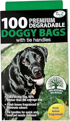 Tidyz 1, 100, 200 or 600 - PREMIUM FRAGRANCED EXTRA STRONG BLACK Doggy Poo Poop Bags (1 x Box of 100)
