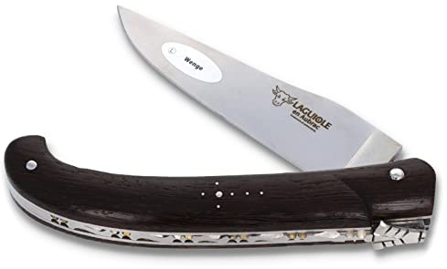 Laguiole en Aubrac Jagdmesser - 14 cm - Griff Wenge - Laguiole Jagd Taschenmesser aus Frankreich - Klinge matt