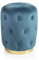 Baroni Home Zylindrischer Gesteppter Hocker mit Goldenem Sockel, Fußhocker im Glam-Stil, Hocker für Wohn- und Schlafzimmer, eleganter Pouf-Hocker, Blau, 36x36x47 cm