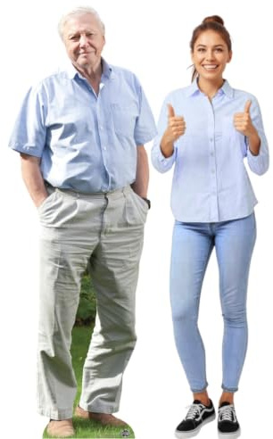 Star Cutouts Ltd CS774 David Attenborough Lifesized Cardboard Cutout with Free Table Top Height 178cm, Multicolour