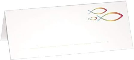 Miss Lovely Platz-Karten Tisch-Karten Bunte Regenbogen-Fische Konfirmation Kommunion Taufe Firmung Tisch-Deko-Ration Kärtchen Tisch-Karten für Mädchen & Junge-n mit Fischen (12 Karten)
