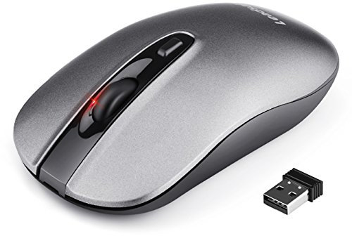 LeadsaiL Mouse Wireless Ricaricabile, Mouse Ottico Mini Silenzioso con Clic Mute, Ergonomic Mouse Senza Fili 2,4G con Nano Ricevitore, Cavo USB, 2400 DPI Mouse USB - Grigio