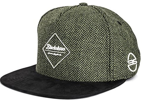 Blackskies® Rhea Snapback Cap | Damen Herren Premium Baseball Mütze Kappe Skater Basecap Herringbone Wolle - Grün Schwarz