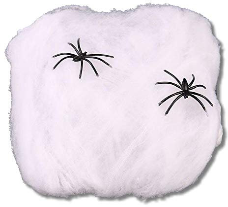 EROSPA® Spinnennetz mit Spinnen - Deko Halloween Karneval Fasching - Weiß