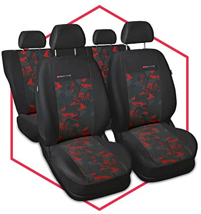 Saferide 3er Set Autositzbezüge PKW universal | Auto Sitzbezüge Polyester Rot für Airbag geeignet | für Vordersitze und Rückbank | 1+1 Autositze vorne und 1 Sitzbank hinten teilbar 2 Reißverschlüsse