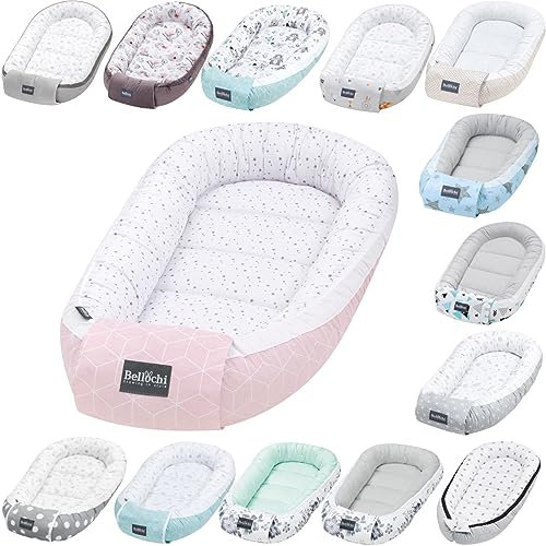 Bellochi Growing in style Premium Babynestchen Neugeborene - Nestchen Baby 90x60x12cm - 100% Baumwolle - Baby Nest, Baby Nestchen Junge, Baby Nestchen Mädchen, Baby Zubehör - Aurora