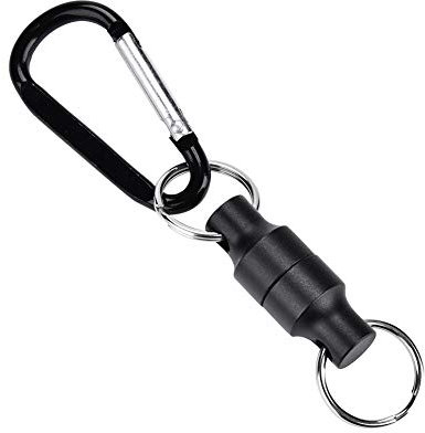 BYARSS Release Clip Angeln - Magnet Schwarz Magnetschnalle Fliegenfischen Magnetischer Netzfreigabeclip Hängelecker Lanyardclip (Einzeln/Schwarz)