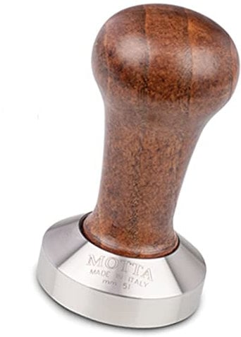 Metallurgica Motta Flachpresspresse, 51 mm, brauner Griff, Aluminium