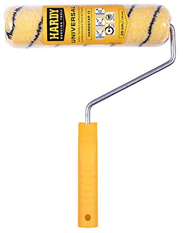 HARDY WORKING TOOLS Set peintre, rouleau de peinture avec manchon en polyester, Hauteur des poils 13mm, Longueur 25cm, Diamètre 48mm, noir-jaune, A0180-519000