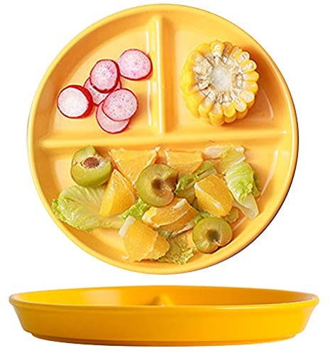 JMYDecor Set di 2 piatti in porcellana perresistente, 20 cm, piatti divisi a 3 scomparti, per cena e insalata, ristorante, feste in famiglia e uso in cucina - rotondo