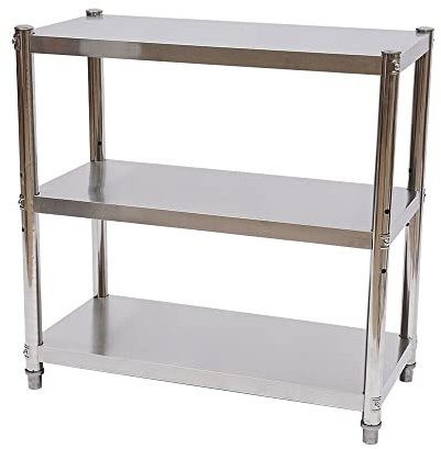 SENDERPICK Küchenregal Edelstahlregal 3 Böden - Gastro Regal Schwerlastregal Arbeitstisch, Küchenregal Küchentisch 80x80x40cm