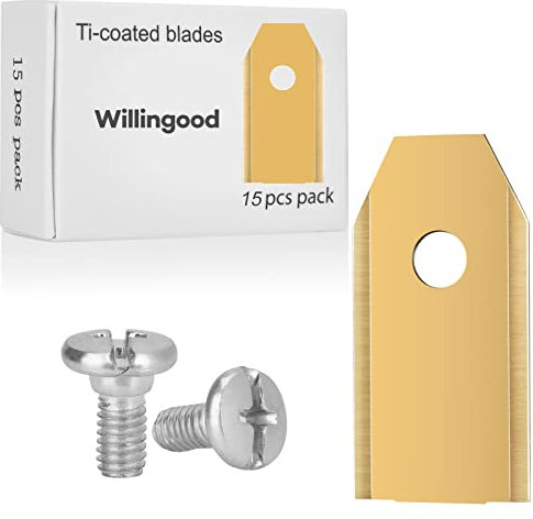 15 Stück Titan Messer Klingen Set, Universal Mähroboter Ersatzmesser Ersatzklingen 0,75MM für alle Husqvarna Automower Gardena Mähroboter, Scharfes Rasenroboter Messerset (15* Messer + 15* Schrauben)