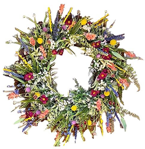 Frühlings-Türkranz, künstliche Wildblumen-Girlande, dekorative Mehrzweck-Girlande, Bunte Frühlings-Sommer-Girlande für Türen, 17,72 Zoll, Haustür, Frühlings-Sommer-Kranz Türkränze