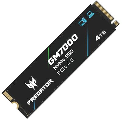 acer Predator GM7000 4TB SSD, PCIe Gen4x4 NVMe M.2 SSD with DRAM Cache, Up to 7400 MB/s, PCIe 4.0 Internal Gaming Solid State Drive for PS5 Storage Expansion