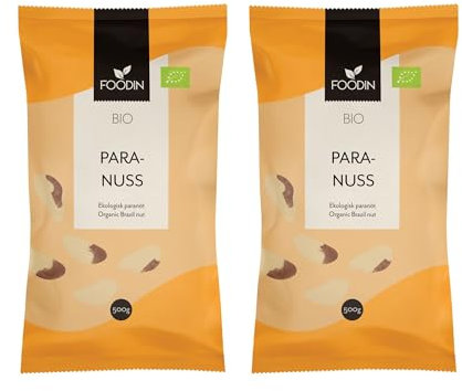 FOODIN Paranüsse 2x500g, Ausgezeichnete Quelle für Eiweiß und ungesättigte Fettsäuren, 100% Bio Paranüsse, Glutenfrei und Vegan, 2er Pack