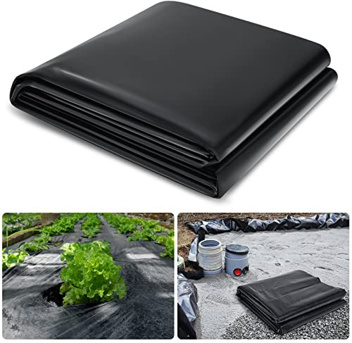 Amylove 6 Mil Black Plastic Sheeting 5 x 100 ft Polyethylene Vapor Barrier Plastic Sheeting Waterproof Tarp Roll of Heavy Duty Thick Covering Film for Plant Farm Garden Greenhouse