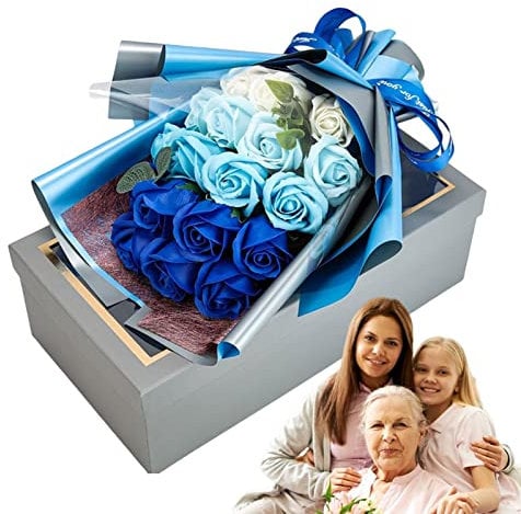 JINGLING Seife Blumenstrauß | Künstlicher Blumenstrauß Seife Blume - Dekorativer Seifenblumenstrauß aus duftenden Rosenblättern mit schwachem Duft als Muttertagsgeschenk