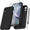 Qasyfanc HandyHülle für iPhone XR Hülle Silikon case mit 2 Stück Schutzfolie, Ultra Microfiber TPU Flüssig silikon mit Kameraschutz Kratzfeste Rundumschutz Schutzhülle 6.1'' - Schwarz
