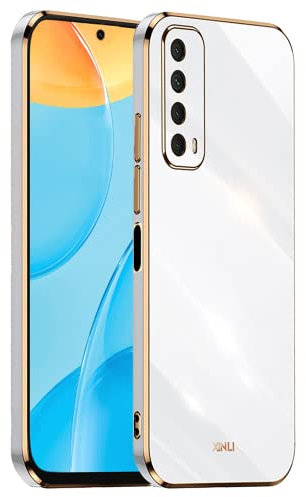 EASSGU [Telaio Elettrolitico Custodia per HUAWEI P Smart 2021 (6.67 Inches) Cover Protettiva in Morbido Silicone TPU - Bianco